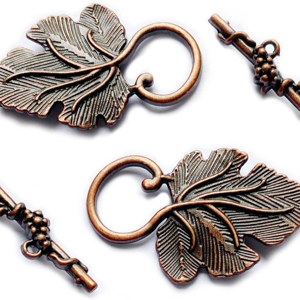 Copper Clasps Grape Leaves Clasp Toggle Findings Heavy Duty Jewelry Clasp for Je